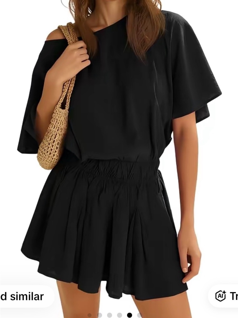 NEW Black Viral Off-Shoulder dress cinched waist Medium
